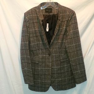 Rebecca Elliot Women's Notch Lapel 1 Button Blazer Suit Plaid Jacket Coat Large